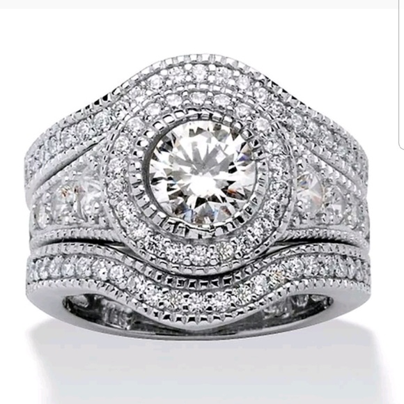 3Pc 925 sterling silver weeding ring - Picture 2 of 6